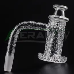 Beracky Sandblasted Beveled Edge Smoking Quartz Charmer Banger Set With Cap Cone Terp Pearl 20mmOD Carving Pattern Quartz Nails For Glass Water Bongs Dab Rigs Pipes