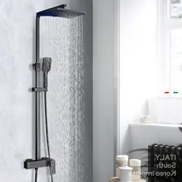 Shower Faucet Rainfall Shower Head 3In1 Single Handle Mixer Tap Bath ABS Plastic Hand Shower Rotate Bathtub Tap