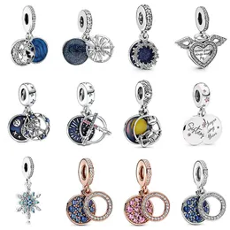 S925 srebrne pandenty srebrne pandenty pandora bransoletki naszyjniki Kobiety DIY Making Jewelry Star CZ Diamond Logo Designer Charms Beads With Box