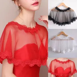 Wraps & Jackets Red Cape Wedding Appliqued Lace Women Bridal Mariage Shrug Party And Shawls