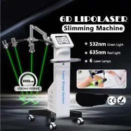 Alta Qualidade 6D Laser Slimming System 532Nm 635 Laser Fat Redução Forma Forma Máquina Vermelho Verde Luz Terapia Lipólise Abdômen Perda de Peso Lazer Equipamento