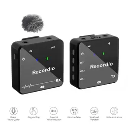 Microfoni Microfono lavalier wireless con ricevitore trasmettitore Clip-on Mini microfono per smartphone DSLR Camera DV Vlog RecordingMicrofoni