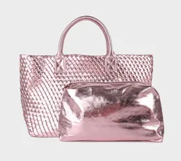 Luxury New women's fashion electro optic color handmade shopping bag large capacity handbag woven bag shoulder bag