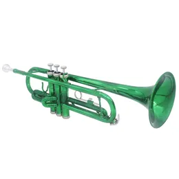 학생 트럼펫 녹색 트럼펫 BB 평평한 전문 놋쇠 트로 테 마우스 피스 장갑 스트랩 케이스