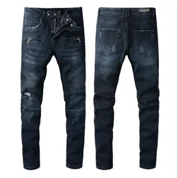 2022 Męskie dżinsy Hip Hop High Street Fashion Retro Torn Fold Sching Męs Woemns Designer Motorcycle Riding Slim Paspitting Casual Pants Brand Hole Jean#808