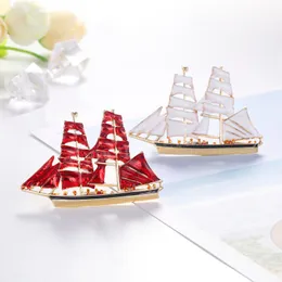 Red Cool Men Sailboat Brooch Ship Brooches Suit Corsage Hats Pins For Women And Men Jewelry Accessories Gift