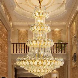 أضواء كبيرة لوتس غولدن لوتس الكبيرة لاعبا في المباراة LED الحديث متعدد الطبقات الثريا الثريا الأمريكية كلاسيكية معلقة مصباح المنزل فيلا معبد الإضاءة الداخلية DIA150 سم