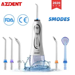 Azdent Taşınabilir Kablosuz Elektrikli Su Oral Dental Irigator Flosser USB Şarj Edilebilir Diş Temizleyici 5 Mod IPX7 Su Geçirmez 220510