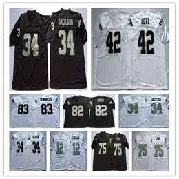 Chen37 Herren Vintage Ncaa Fußballtrikot 12 Ken Stabler 16 Jim Plunkett 34 Bo JACKSON 42 Ronnie Lott Howie Long Lyle Alzado Tim Brown Marcus Allen