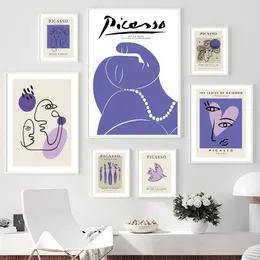 Very Peri Picasso Woman Sketch Abstract Wall Art Canvas Painting Nordic Posters And Prints Pictures For Living Room Decor 220507