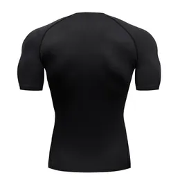 Compressão de secagem rápida camiseta dos homens correndo esporte magro curto camiseta masculino ginásio fitness musculação treino preto topos roupas 2256h