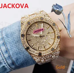 Erkekler Sky Diamonds Rhinestone İzle 42mm Kuvars Hareketi Zaman Saati İzle Katı Ince Tam Paslanmaz Çelik Band Başkanı Premium Üç Dikiş Serisi Kol