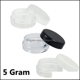 تعبئة زجاجات Office School Business Industrial 5G 5ML 5ML Clear Container Pot مع أغطية سوداء لكريمة مكياج المسحوق Loti