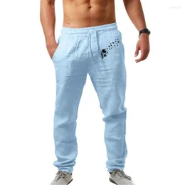 Erkekler Pantolon Mens Moda Sıradan Baskılı Keten Cep Dantelli Büyük Boy Tavalar Spor Sweatpants Atletiklerin Drak22