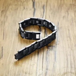 Link Chain Black Magnetic Bracelet Men Stainless Steel Benefits Wristband Arthritis Health Energy Matte MaleLink Lars22