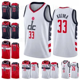 Mulher Mulher Juventude Impressa Basquete Kyle Kuzma Jersey 33 Spencer Dinwiddie 26 Montrezl Harrell Corey Kispert Kentavious Caldwell-Pope azul azul vermelho preto branco preto