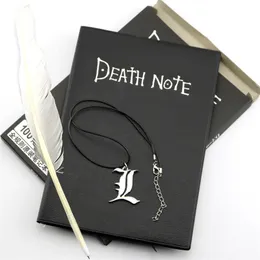 A5 Anime Death Note Notebook مجموعة جلدية مجلة وقلادة ريشة القلم الرسوم المتحركة كتاب الكتابة مجلة الموت ملاحظة Notepad 220707