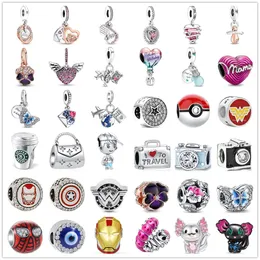 925 Sterling Silver Charms Fit Pandora Charm Women Armband Pärlor Original kamera PRAM Butterfly Presentväska