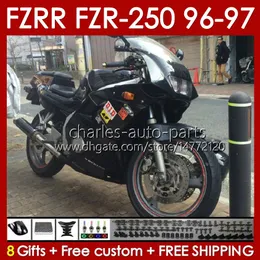 Набор боди для Yamaha FZR250R 96-97 FZRR FZR 250R 250RR FZR 250 RR 96 97 BODYWORD 144NO.44 FZR-250 FZR250 R RR FZR250RR FZR250-R FZR-250R 1996 1997 FULING FULL BLK BLK BLK