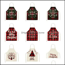 Aprons Home Textiles Garden Creative Christmas Printed Women Kitchen Waterproof Cooking Oil-Proof Cotton Linen Antifoing Chef Apron Drop D