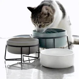 귀여운 세라믹 고양이 그릇 유니버탈 애완 동물 먹기 마시는 그릇 랙 안티 스티드 개 고양이 테이블웨어 그릇 210320