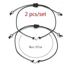 Charm Bracelets 2pcs/set Couple Bracelet Black Red String Braided Star Heart Shape Long Distance Love Men Women Wish CardCharm Inte22