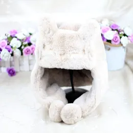 Beanie/Skull Caps 2022 Autumn and Winter Women's Korean Fashion Youth Cartoon Plush Earmuffs Lei Feng Hat Shopping japansk kall varm söt c