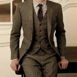 Męskie garnitury Blazer Blazer dla mężczyzn projektuje brązowy tweed garnitur mężczyzn Vintage Winter 220823