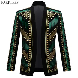 Luxury African Embroidery Cardigan Blazer Jacket Men Shawl Lapel Slim Fit Rands Suit Due Jacktes Man Party Prom Wedding Costumes 220514