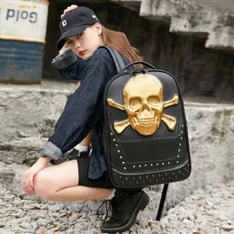 HBP halloweenPersonality Skull Couple Bag High-end Male and Female Pu Computer Bag Backpack 220805