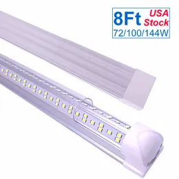 Tubo luminoso a LED 8 FT 6500K Luce diurna, Apparecchio singolo integrato a forma di V T8, 15000lm, Luci per negozi di utilità, Soffitto e sottopensile, Copertura trasparente, Bypass LightBallast OEMLED