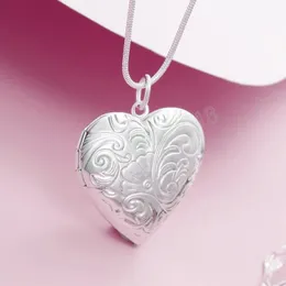 925 Silber Wunderschöne Herz-Fotorahmen-Halsketten für Damen, Mode, Party, Hochzeit, Verlobung, Schmuck, Geburtstagsgeschenke