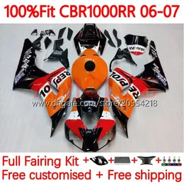 Honda CBR 1000 RR için enjeksiyon kalıp gövdesi 1000RR 1000CC 06-07 kaporta 114no.0 100% Fit CBR1000 RR CBR1000RR 06 07 CBR1000-RR 2006 2007 OEM PERSERING Kit Repsol Turuncu