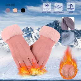 Пять пальцев перчатки Женщины зимний сенсорный экран замшевый теплый