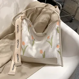 Fashion Tulip Printing Bag Smão de verão nova bolsa de compras dobrável de um ombro de um ombro de um ombro dobrável