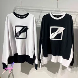We11Done Sweatshirts Sequin Square Black and White Colorblocked Round Neck Pullover Contrast Color Welldone Long-Sleeved T-Shirt T220808
