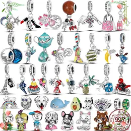 925 Sterling Silber Baumeln Charm Farbe Mehrfarbige Emaille Hund Perlen Bead Fit Pandora Charms Armband DIY Schmuck Zubehör