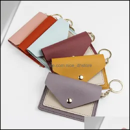 Keychains Fashion Accessories Unisex Key Pouch Leather Purse Keyrings Mini Wallets Coin Credit Card Holder 7 Colors Drop Delivery 2021 2Erxb