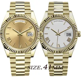 Mens och kvinnors högkvalitativa klocka Luxury Watch Designer titta på automatisk datumklocka storlek 41mm rostfritt stål guldarmband mekanisk glöd titta på aaa titta