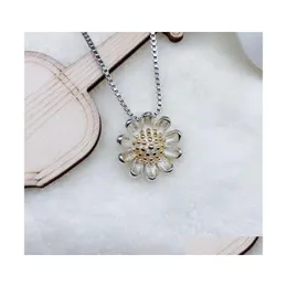 H￤nge halsband daisy halsband mode br￶llop smycken h￤rlig imitation 925 sterling sier pl￤terad livlig solblomma hjewelry drop dh0hi