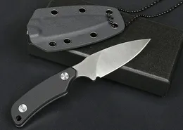 Ny ankomst liten överlevnad rak kniv 7Cr13mov satin blad full tang svart g10 hantera utomhus jaktknivar med kydex