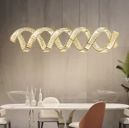 Modern Lyx LED-ljuskronor Pendellampor Wave Stålglans Kristalllampa Matbordshängande lampa Inomhus Drop Light Armaturer