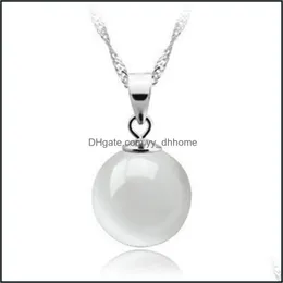 Pendant Necklaces 925 Sterling Sier Necklace Natural Round Ball White Opal Chain Necklac Yydhhome Drop Delivery 2021 Jewelry Yydhhome Dhfda