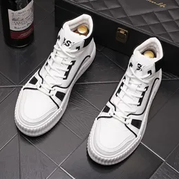 Casual Mens 7198 2022 High-Top Shoes Fashion Men White Breathable Sneaker Male Leather Trainers Skateboard Trend Tides Shoe