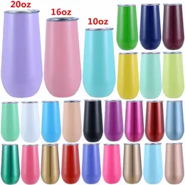 10/16/20oz STRAIGHT Wine tumbler Blank Stainless Steel Mugs With Lid white Double Wall Insulated Vacuum Bottle Egg Shaped DIY Water Milk Coffee Cups 29 colors