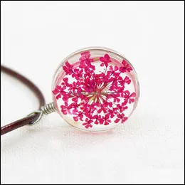 Anhänger Halsketten Halsreifen für Frauen Leder Ball Kristall Glas Getrocknete Blumen Halskette Vipjewel Drop Lieferung 2021 Schmuck Stift Vipjewel Dhf3X