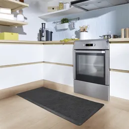 PVC Washable Kitchen Mat Black Non-Slip Mattor Vattentät oljefast lång matta för golvbalkong Tvättrumsintrång Dörrat