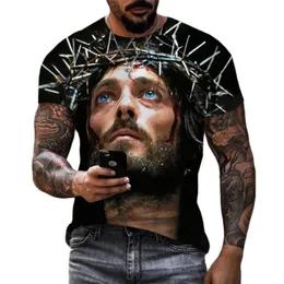 Jezus chrystus 3D drukuj t-shirty mężczyźni kobiety letnia moda na co dzień z krótkim rękawem fajna koszulka Harajuku Streetwear topy typu oversize 6XL 220712