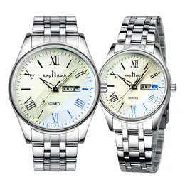 腕時計の腕時計は、恋人のためのカップルの時計を連絡させますステンレススチールクォーツ時計