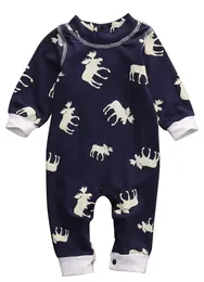 Citgeett Autumn Infant Baby Girl Boy Deer Tryckt långärmad Romper Jumpsuit Christmas Pyjamas Fall Winter Outfits 220525